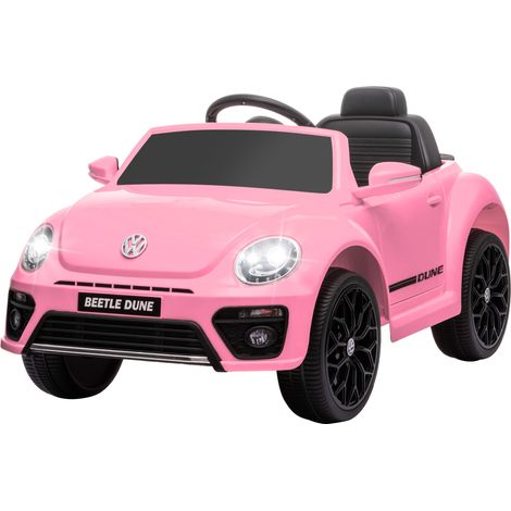 Voiture électrique enfant Coccinelle VW rose télécommande musique 3-5 km/h