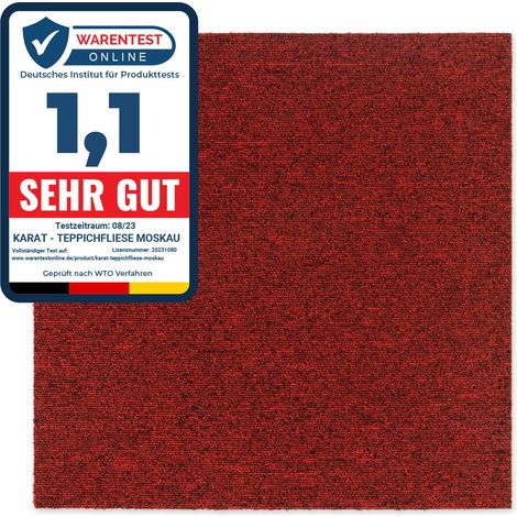 Teppichfliesen Moscow Rot 50 x 50 cm
