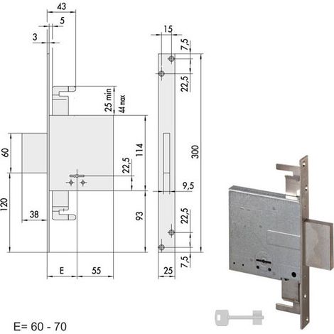 Cerradura De Embutir Doble Paleta Para Madera Art E 70