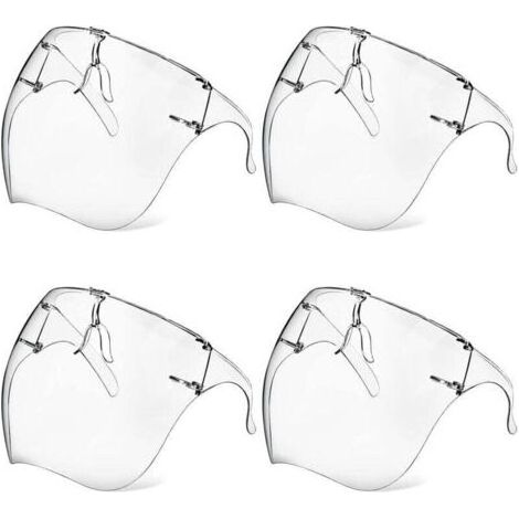 Lot de 4 masques de protection avec lunettes, antibuée, transparents, réutilisables, en plastique, anti-éclaboussures, pour femmes, hommes et enfants (1/5)
