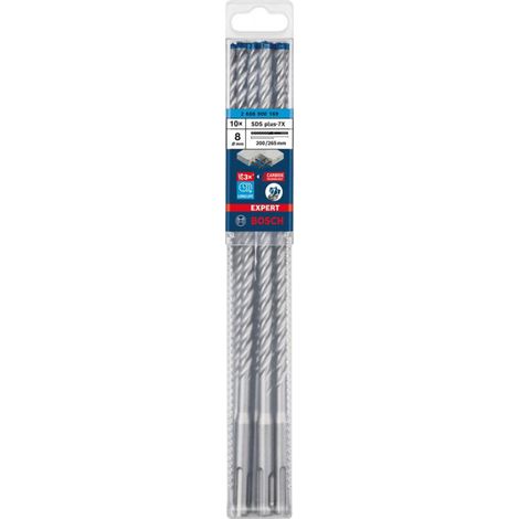 Bosch Accessories EXPERT SDS plus-7X 2608900169 - Broca para martillo perforador (10 piezas, 8,00 mm, longitud total: 265 mm, SDS-Plus, 10 unidades)