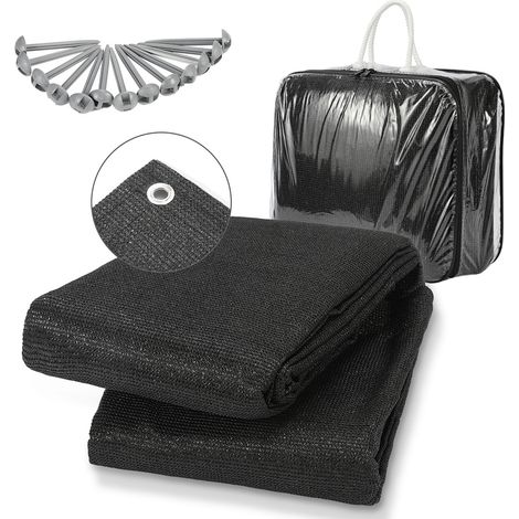 Jiubiaz Tapis de tente respirant 250x400CM, tapis de sol camping extérieur pour auvent et caravane Noir