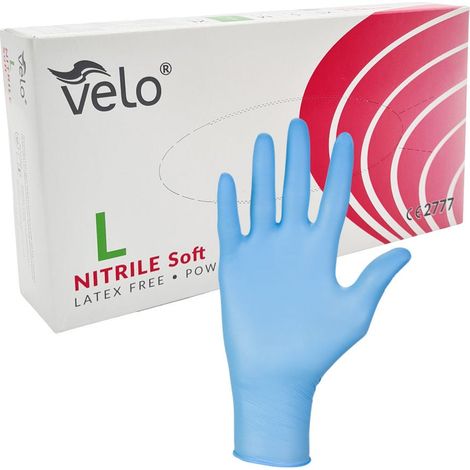 Nitrilhandschuhe Größe L, blau, Velo, 100 Stück (1/5)