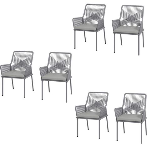 6er-Set gartenstuhl Rattan Gartenmöbel mit Armlehne Rückenlehne abnehmbar Sitzkissen wetterfest Outdoor Essstühle Gartenstühle Balkonstuhl Rattanstuhl für Garten Balkon Terrasse Dunkelgrau