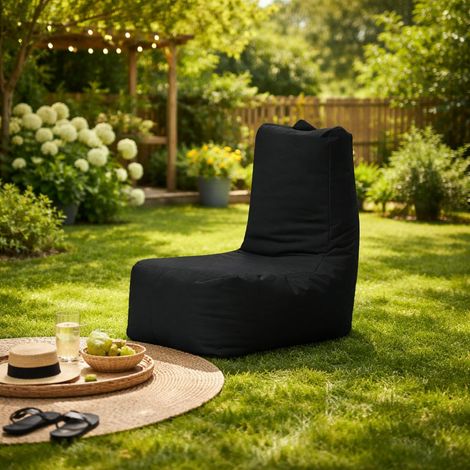 Pouf extérieur à dossier haut noir ARTA (1/4)