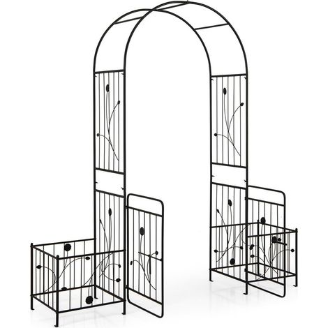 Garden Arch, 2.2M Metal Pergola Trellis Arbor, Rose Vine Climbing Plant Support Archway for Lawn, Patio, Wedding Ceremony & Party Decoration