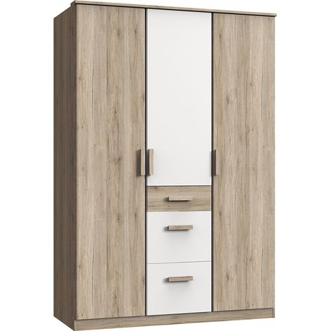 Kleiderschrank 3-türig in Eiche mit weiß CANTON-43 (1/3)