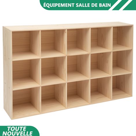 WAOBDLA 15 compartiments rangement étagère bibliothèque plancher montage 3 étages armoire de stockage armoire d'affichage (1/5)