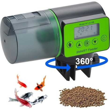 Automatic Aquarium Fish Food Dispenser - Automatic Aquarium Feeder with LCD Screen, Turtle Food Dispenser, Green (1/5)