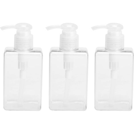Empty Plastic Pump Bottles, 3 x 150ml Travel Bottles, Portable Transparent Pump Dispenser, Mini Travel Cylinder, Refillable BPA Free for Body Wash, Hydra Cream (1/5)