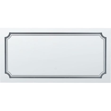 Espejo de pared LED de vidrio plateado 120 x 60 cm maquillaje Arromachnes