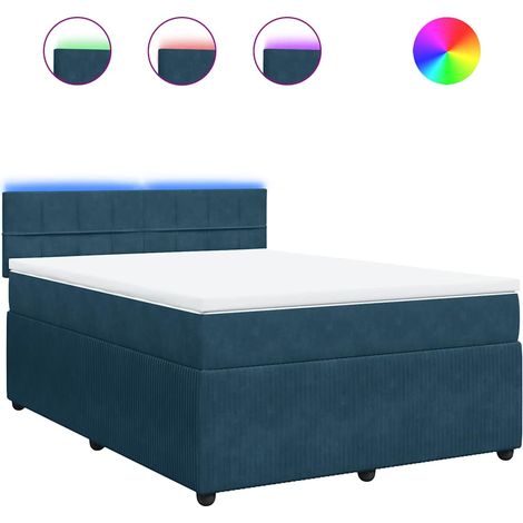 Maison Exclusive - Giroletto a Molle con Materasso Blu 160x200 cm in Velluto