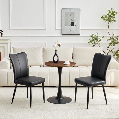 Tavolo rotondo e 2 sedie 60x60x72 cm in MDF nero/noce, salvaspazio FloraGrace (1/5)