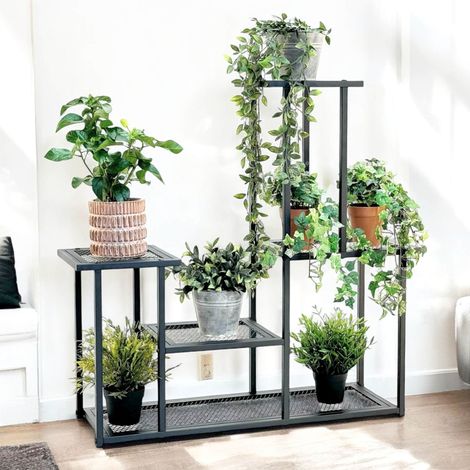 DanDiBo Support de Plantes Intérieur Métal Noir 4 Niveaux 96579 Support de Plantes Moderne Étagère à Plantes (1/5)