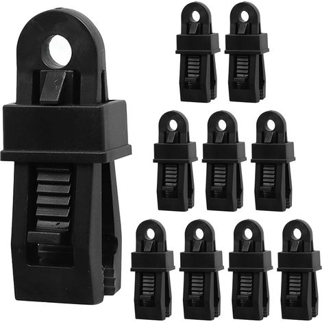 10 clips resistentes para lonas con mosquetones, para toldos, caravanas y picnics al aire libre.