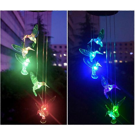 Lampes solaires d'extérieur colibri, carillons éoliens solaires, verts -- (1/5)