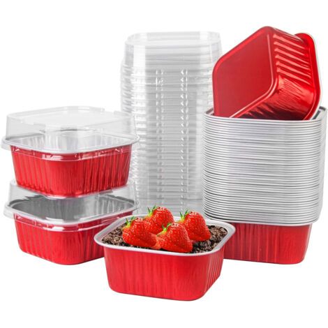 Brownieform (213 g), Einweg-Förmchen (40 Stück), Aluminium-Muffinförmchen mit Deckel, quadratische Mini-Kuchenform, große Crème-brûlée-Form, Muffinform und (1/4)