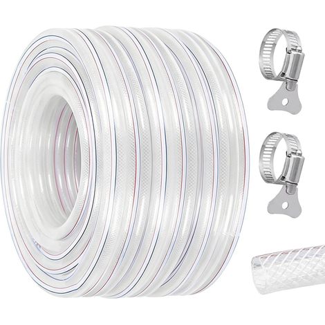 Tuyau d'eau potable, tuyau renforcé en PVC, tuyau d'arrosage avec collier de serrage, tuyau de jardin, tuyau d'irrigation, tuyau d'air flexible, tuyau de carburant (16x22mm,10Meter) (1/5)