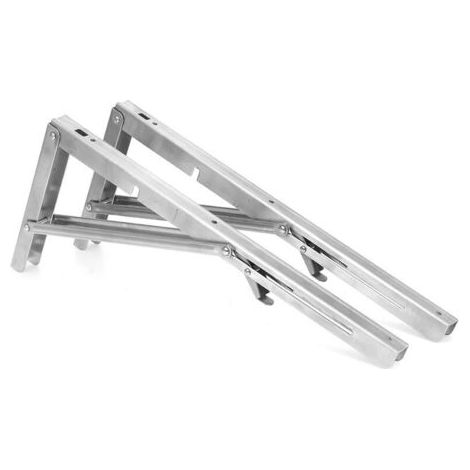 Support d'étagère triangulaire pliant en acier inoxydable 2psc, acier inoxydable Billy 16 pouces 40CM (1/4)