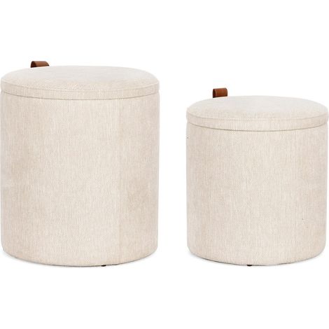 Pouf "Katia" contenitore struttura in MDF rivestimento in poliestere per interno set da 2 -Ginger (1/4)