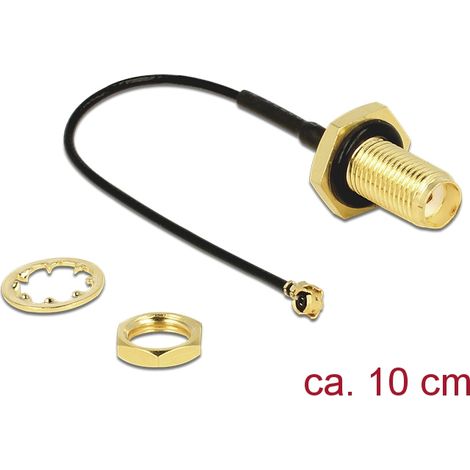 Hf sma buchse zum einbau  mhf/u.fl kompatibler stecker 100 mm 1.13 gewindelÃ¤nge 10 mm spritzwassergeschÃ¼tzt