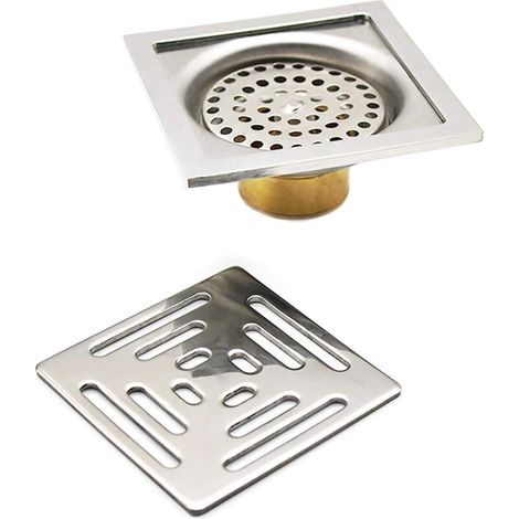 Square Shower Drain Anti-Odor, Stainless Steel Floor Drain with Basket Filter (100mm x 100mm) MUMU