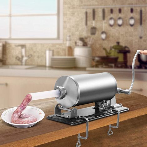 COSTWAY 4,8L Insaccatrice per Salsiccia, in acciaio inossidabile, Macchina per la Produzione di Salsicce, Insaccatrice Manuale per Uso Domestico, Salsicce Siringa con 4 Tubi di Riempimento