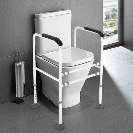 Barre de maintien pour les toilettes Cadre de toilettes ajustable antidérapant Poignée de maintien pour les toilettes Capacité de charge jusqu'à 249.1 lbs. (1/5)