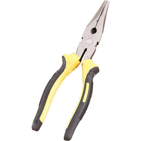 Pince à bec plat en acier et PVC antidérapant, poignée ergonomique, antirouille, multifonctionnelle, pour réparation, 20 cm (8 pouces). (1/5)