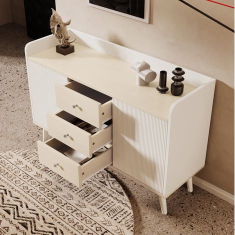 Aparador salón con cajones y estantes blanco OKMYHOME (1/5)