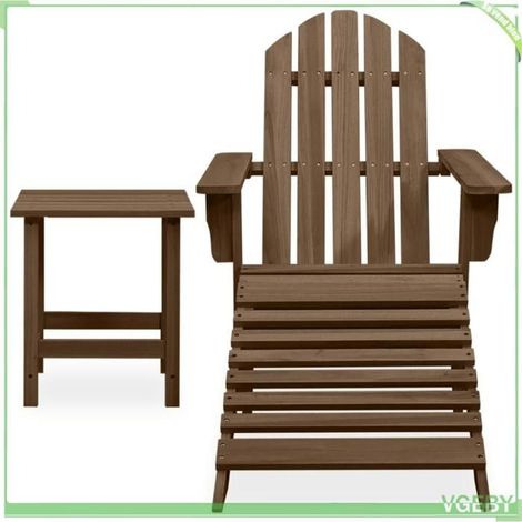 Chaise de jardin Adirondack - FAFEICY - 315931 - Avec pouf amovible et table - Bois sapin massif - Résistante intempéries (1/5)