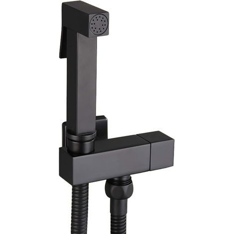Wall-mounted shower head in black brass - 150 cm - G1/2 connection - for cleaning personal hygiene products (1/5)