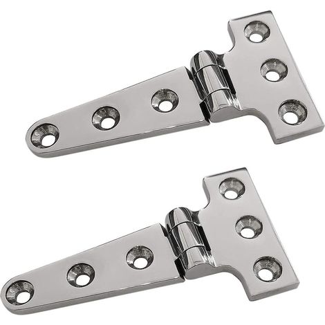 Lot de 2 charnières en T robustes en acier inoxydable 316 de qualité marine, pour portes et trappes de bateau. (1/4)
