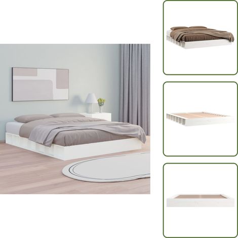 Massivholzbett Weiß 140x200 cm - Holzbett - Massivholzbette - Kiefernbett - Weißes Bett - Doppelbett (1/5)