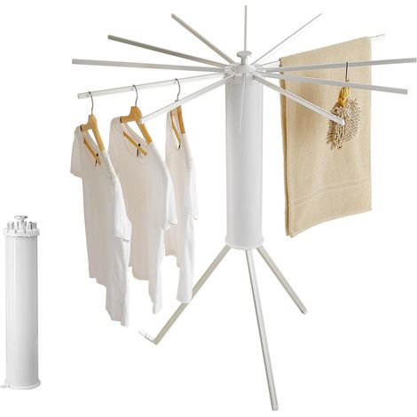 Séchoir à Linge sur trépied, Portoir à vêtements Portable et Pliable Economie d'espace Séchoir à Linge - Séchoir à vêtements Plancher Pliant Balcon Chambre à Coucher Maison Aluminium (1/5)