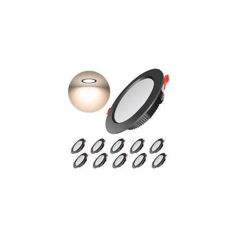 FLITI - Pack of 10 Black Recessed LED Spotlights 7W 700lm 3000K IP44 (1/5)