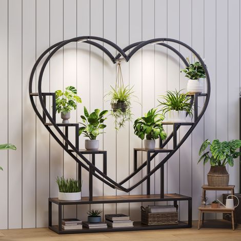 BLANKETSWARM - Étagère à plantes, Support à fleurs - Lampe de Croissance  - Plante intérieur idéale pour balcon, salon et bureau, 138 cm - Noyer (1/5)