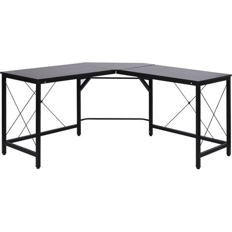 Escritorio esquinero moderno marco acero carga 70 kg oficina hogar estudio 150x150x76 cm Negro