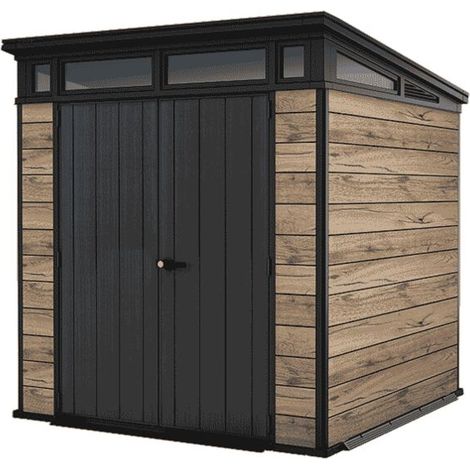 Keter – Abri de jardin résine 4,5m² – Aspect bois Douglas – Résistant aux intempéries et UV – Technologie DecoCoat – Toit incliné moderne