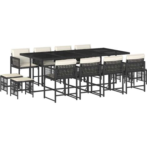 Maison Exclusive - Set comedor de jardín con cojines 13 pzas ratá
