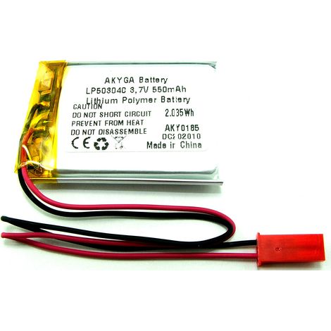 BATTERIA Li-Poly 550mAh 3.7V JST-2 PIN (1/2)