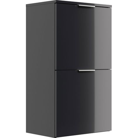 Schuhschrank Domus-S hängend 2 Klappen 8 Paar Schuhe lackiert Grafit Hgl (1/5)