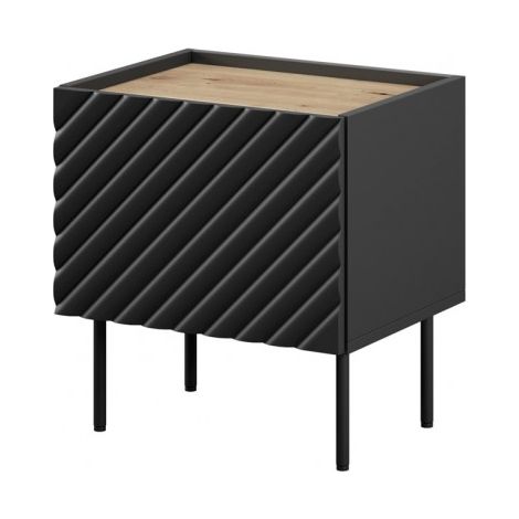 Mesita de noche Cama MUEBLES ONDA: Negra, moderna, 2 uds. (1/4)
