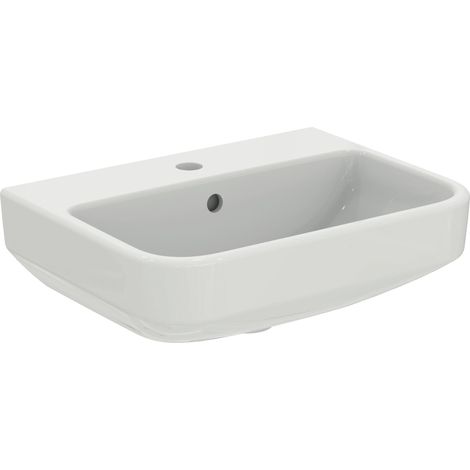 Ideal Standard - i.life S, Lavabo da 50cm con profondità ridotta a 38cm con foro centrale per la rubinetteria e troppopieno, Bianco (1/4)