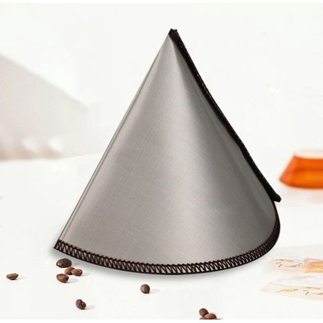Filtro per caffè in acciaio inox a maglia ultrafine, filtro conico permanente per caffè, 3-4 tazze, filtro in metallo a rete in acciaio inox per caffettiera e altre caraffe. (1/4)