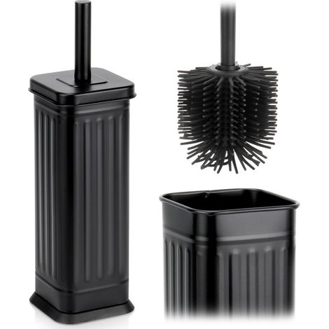 Silikon-Toilettenbürste mit Metallständer, schwarz, 36,5 cm