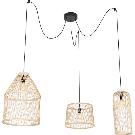 Smart Outdoor Pendant Light Rattan 3-Light Incl. LED - Calamus (1/5)