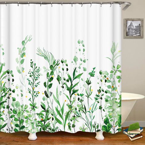 Filiyano-Rideau de douche 180x180cm, motif plantes vertes, imperméable et simple (1/2)