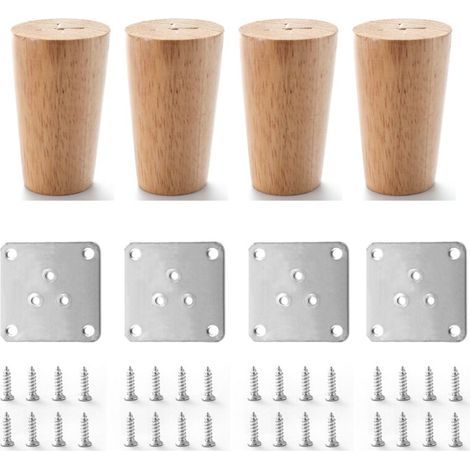 x 8 cm Massivholz-Möbelbeine mit Montageplatte und Schrauben für Sofa, Fernseher, Bett, Esstisch (1/3)