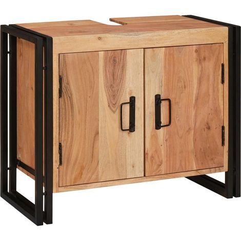 Maison Exclusive - Armadio sottolavello con porta Marrone Legno di Acacia Massello (1/5)